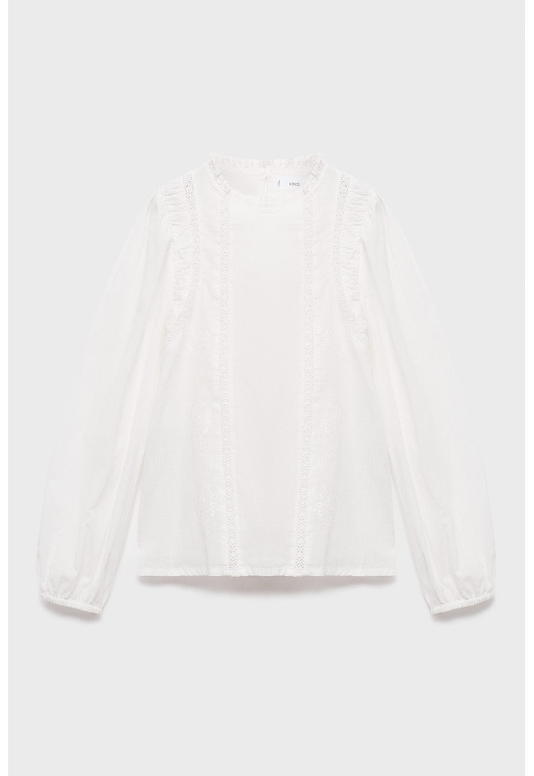 Bluza cu broderie si detalii cu fronseuri