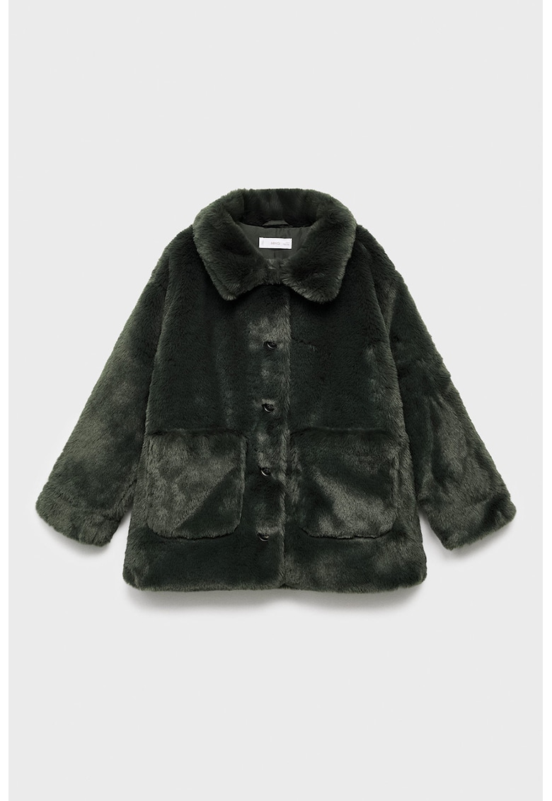 Palton din blana sintetica cu nasturi
