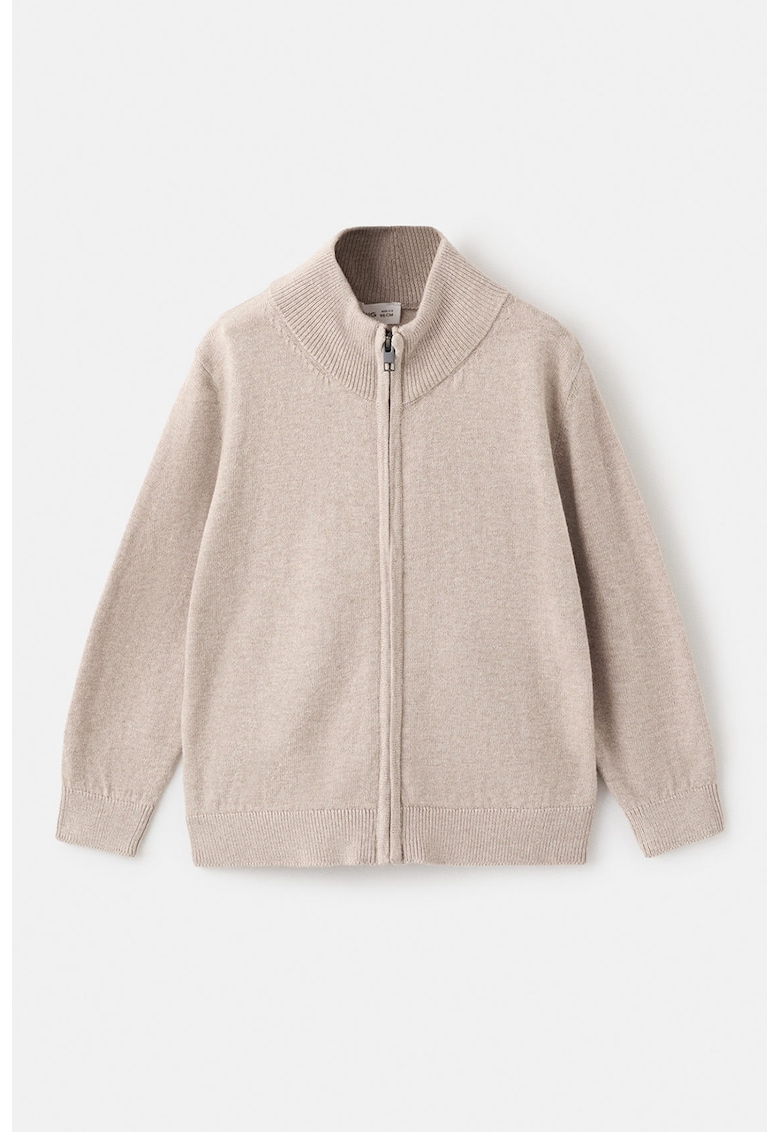 Mango Cardigan tricotat cu fermoar - Bej deschis