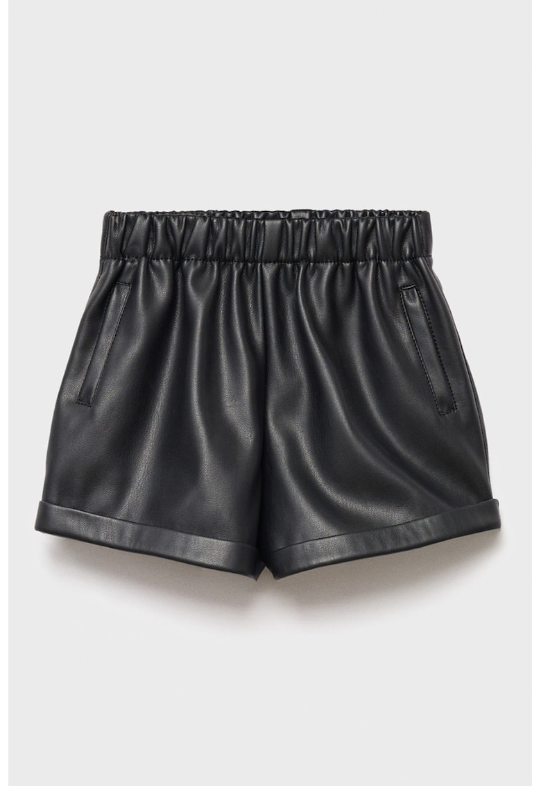 Pantaloni scurti din piele ecologica cu talie elastica