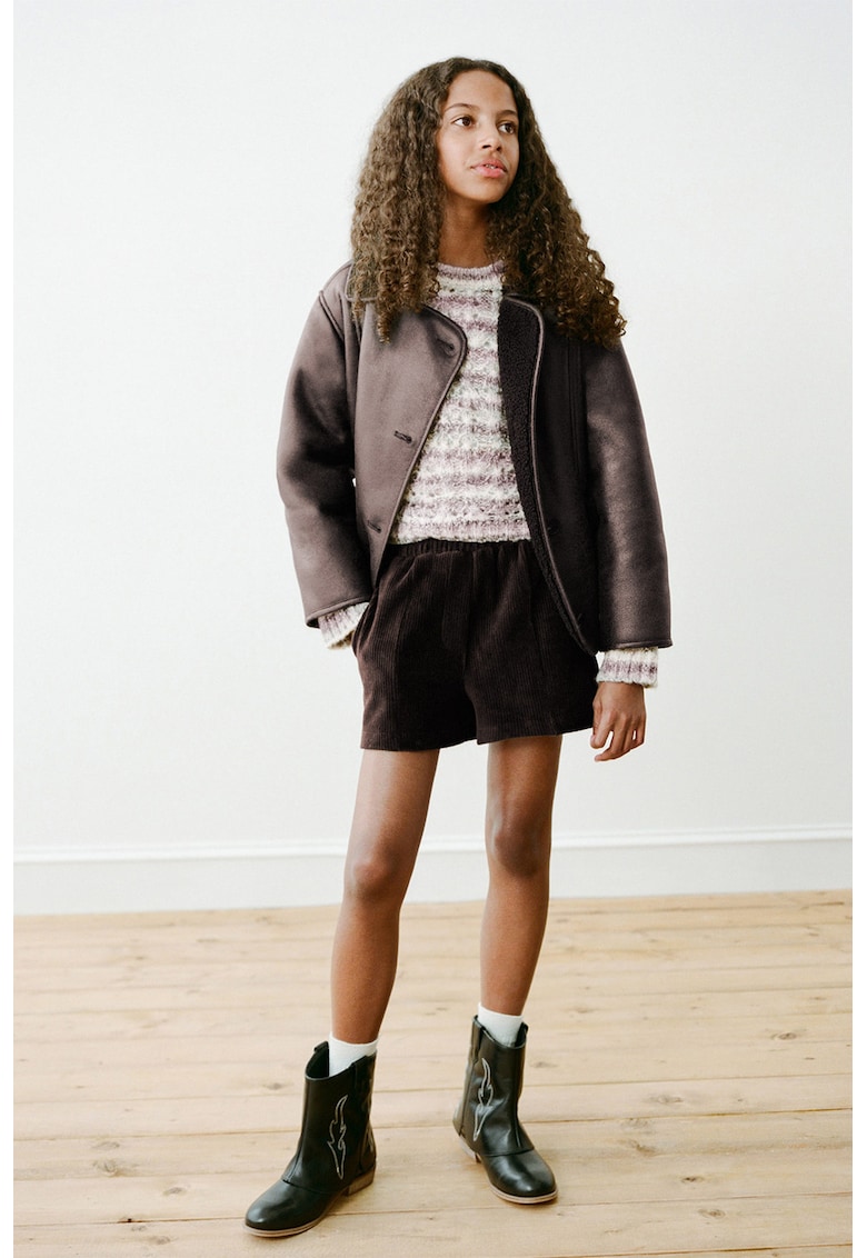 Pantaloni scurti din reiat cu talie elastica