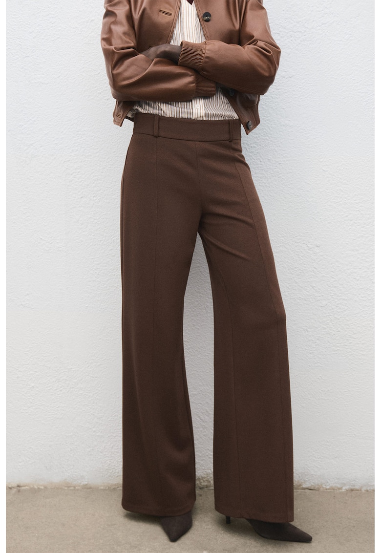 Pantaloni evazati cu talie inalta - Maro inchis