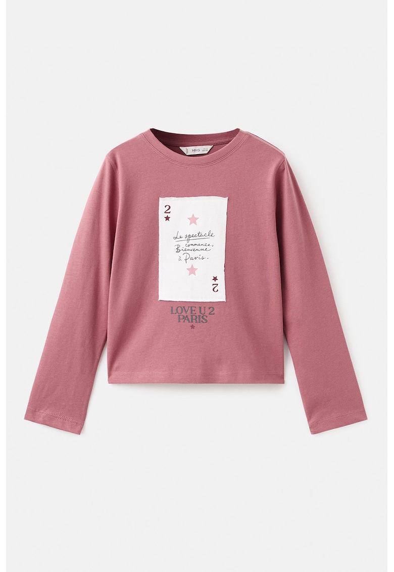 Bluza cu decolteu rotund si imprimeu