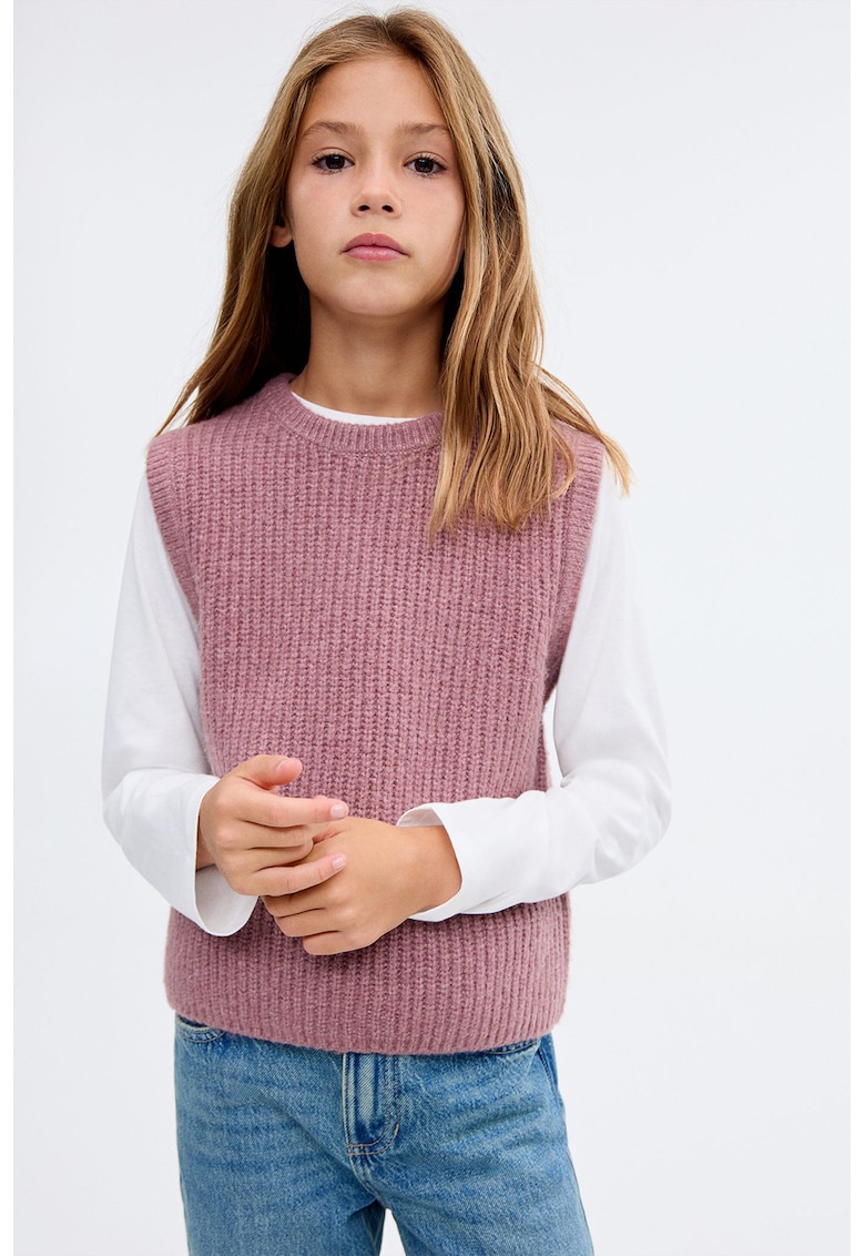 Pulover tricotat cu decolteu rotund