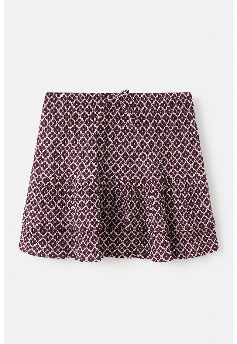 Fusta cu model floral si snur de ajustare