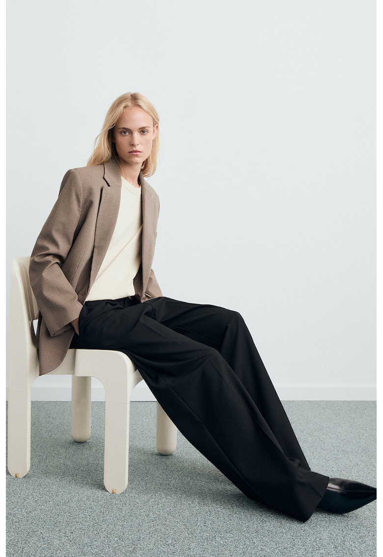 Sacou regular fit cu model in carouri - Albastru ultramarin/Maro deschis