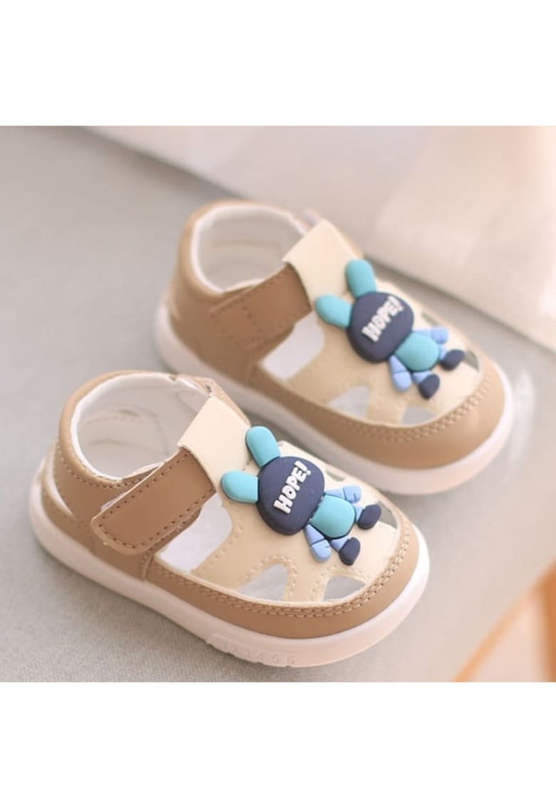 Sandale Model AL Hope - Piele ecologica - Baieti - Crem cu ivoire - Crem