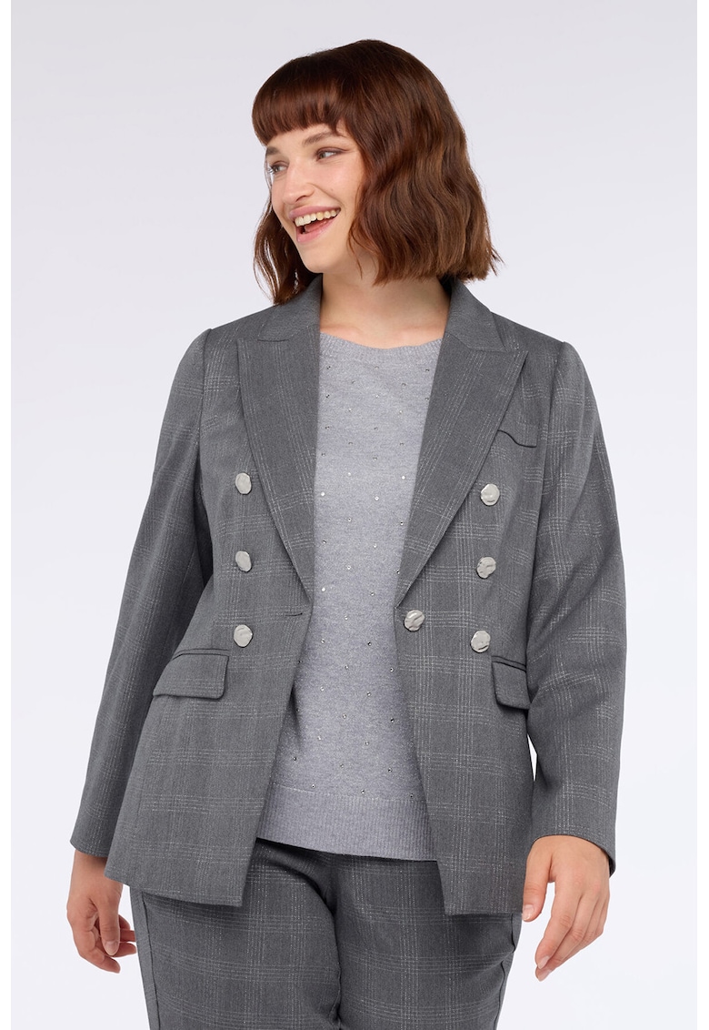 Sacou cu model in carouri si nasturi decorativi