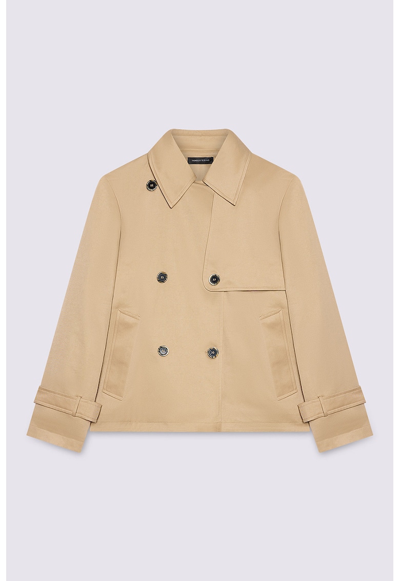 Trenci scurt cu buzunare laterale