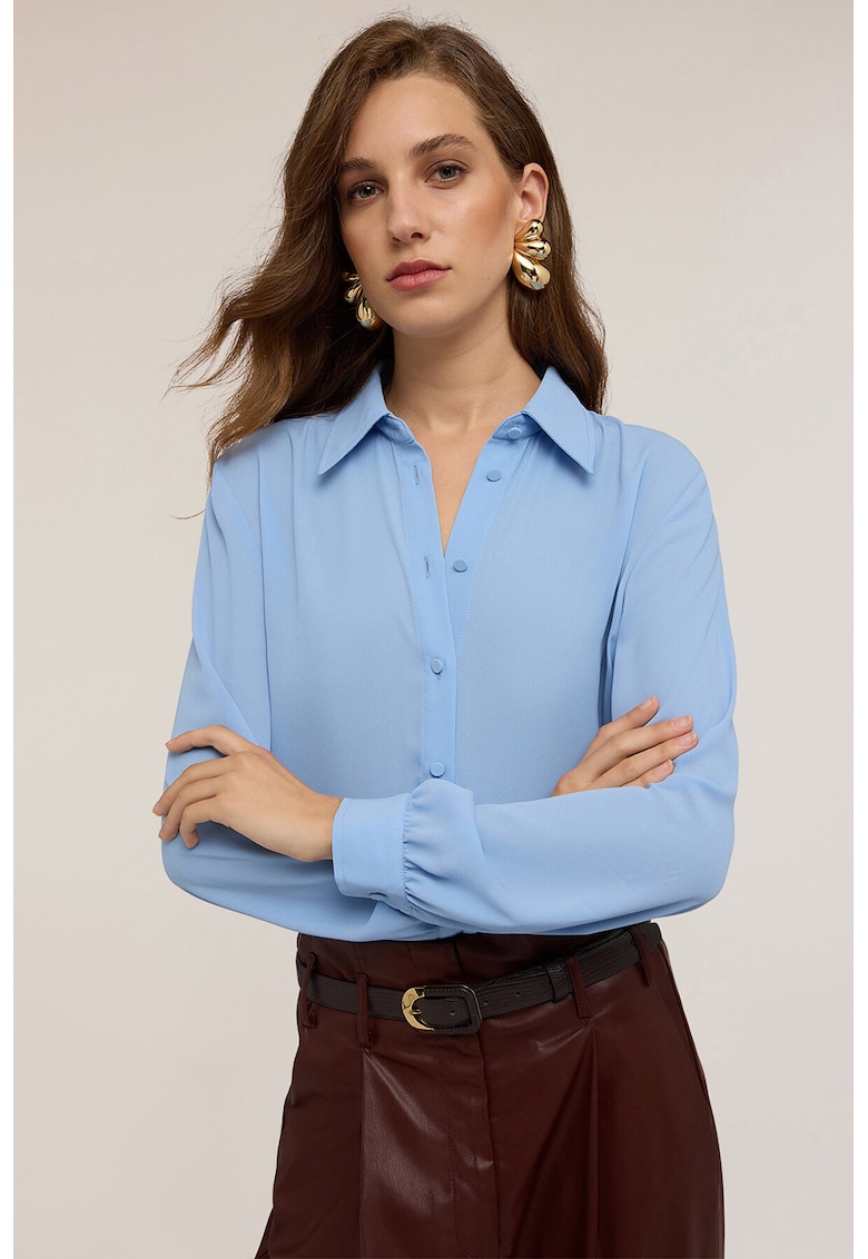 Camasa cu model uni si nasturi ascunsi