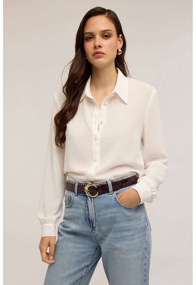 Camasa cu model uni si nasturi ascunsi