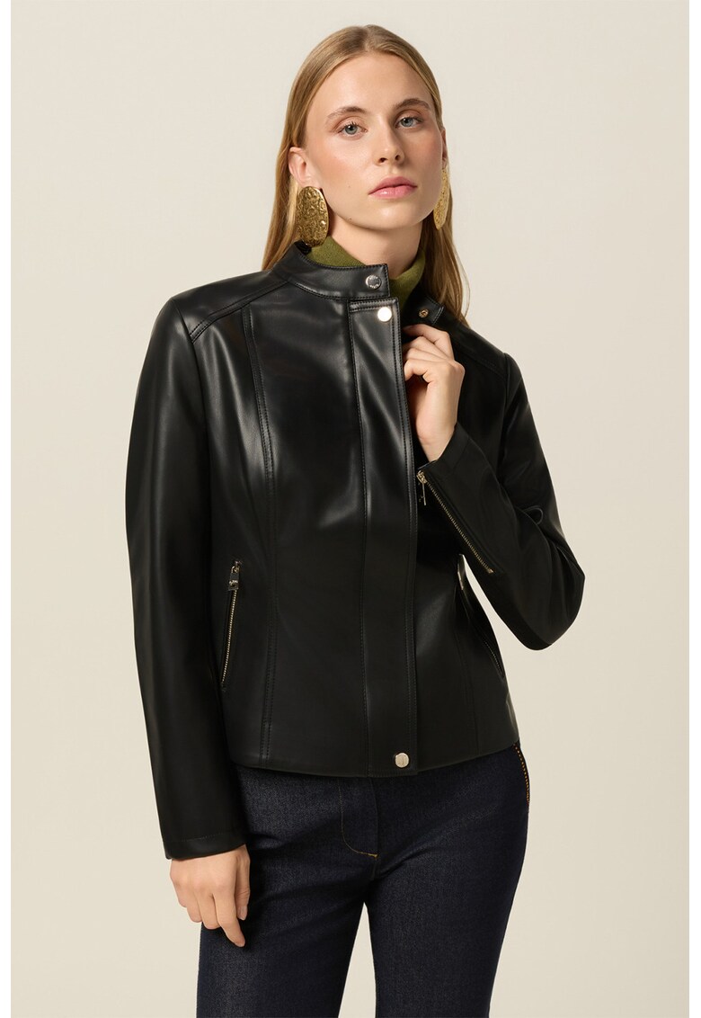 Jacheta slim fit cu fermoar