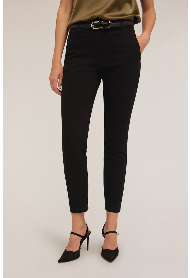 Pantaloni crop skinny cu talie inalta