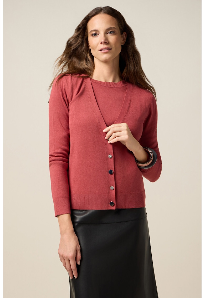 Pulover slim fit cu decolteu in V