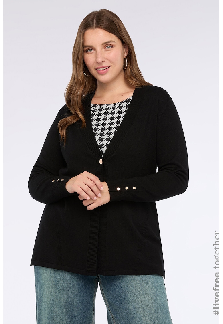 Cardigan cu decolteu in V si mansete cu nasturi