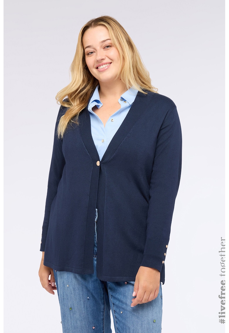 Cardigan cu decolteu in V si mansete cu nasturi