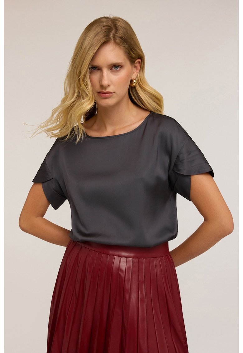 Bluza uni cu aspect de satin