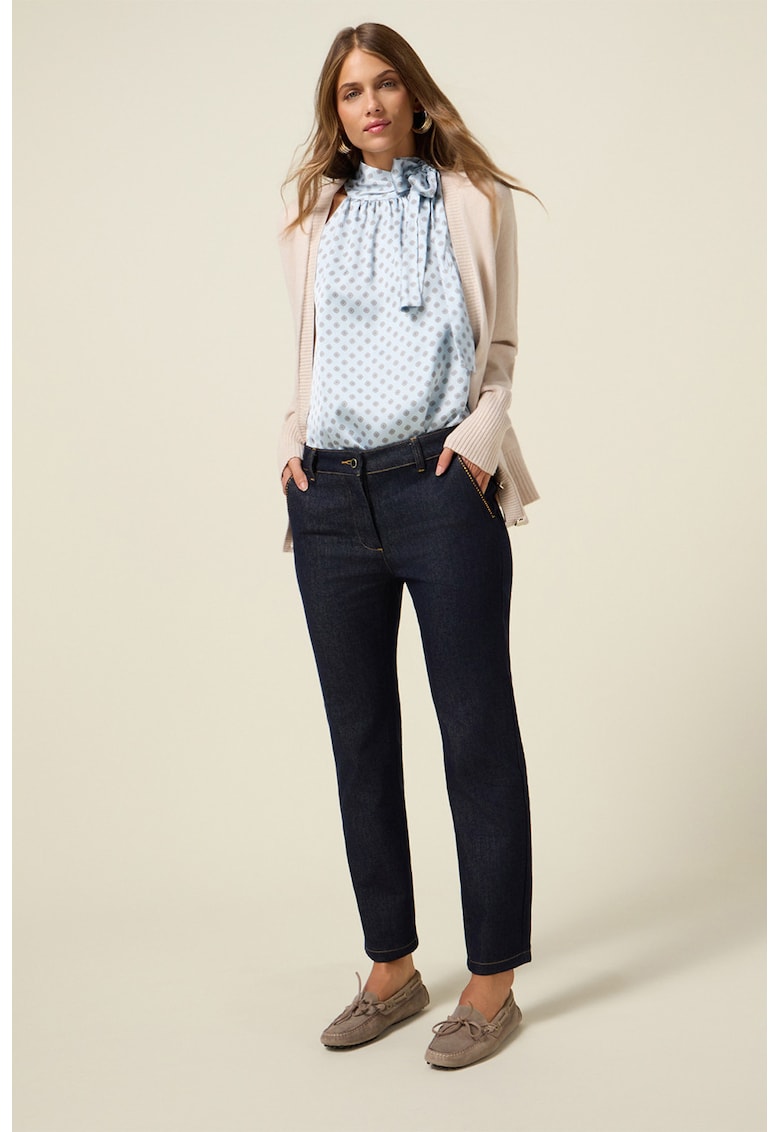 Blugi regular fit cu cusaturi contrastante - Bleumarin