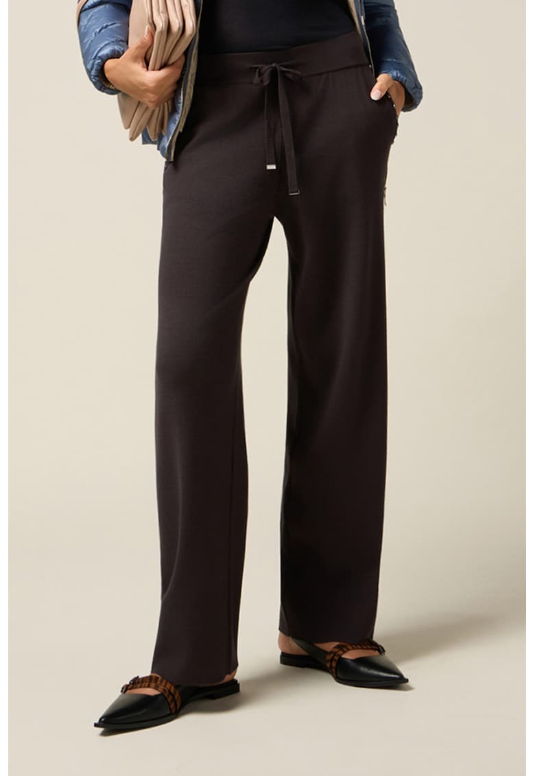 Pantaloni relaxed fit cu snur de ajustare si detalii cu strasuri