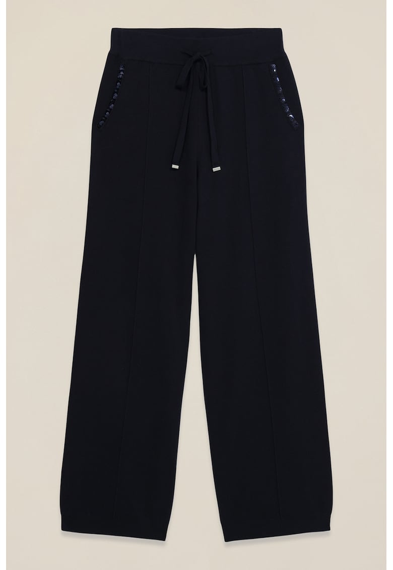 Pantaloni relaxed fit cu snur de ajustare si detaliu cu pensa