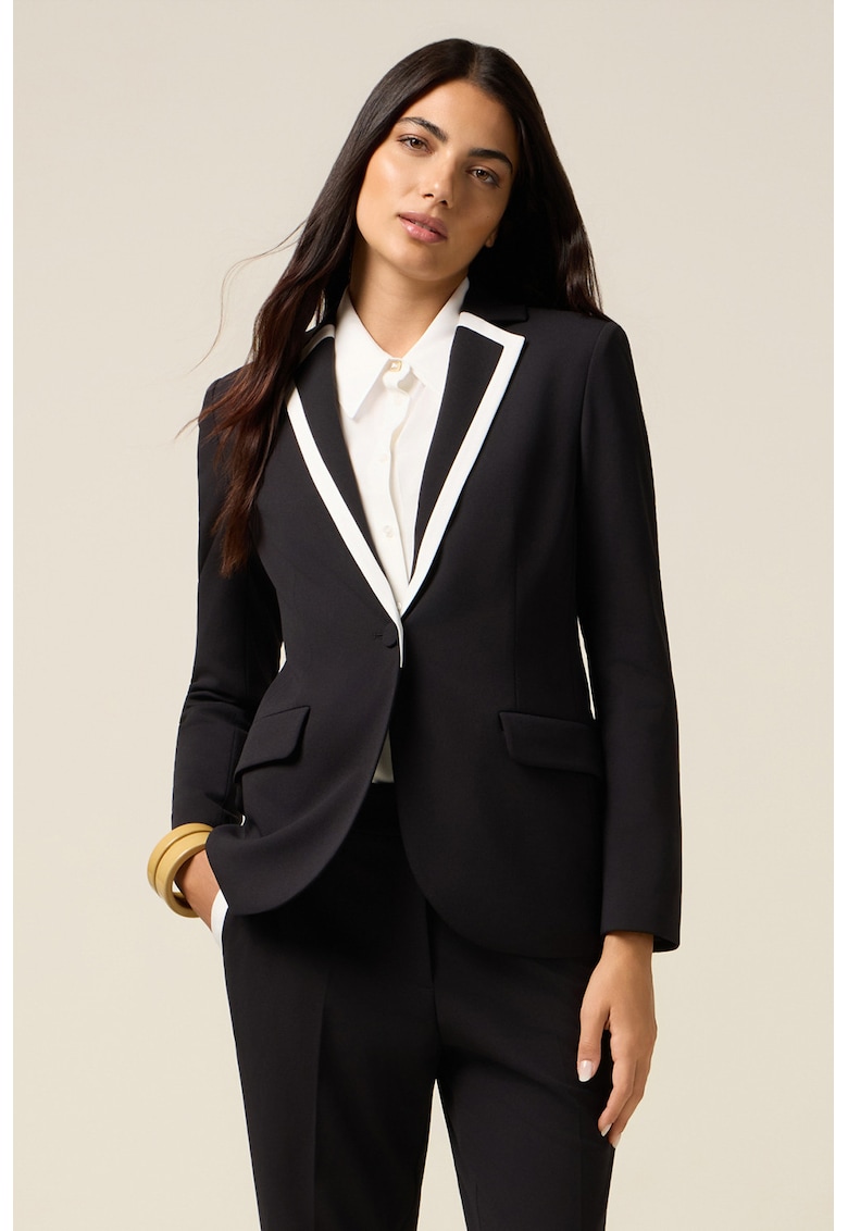 Sacou slim fit cu banda contrastanta