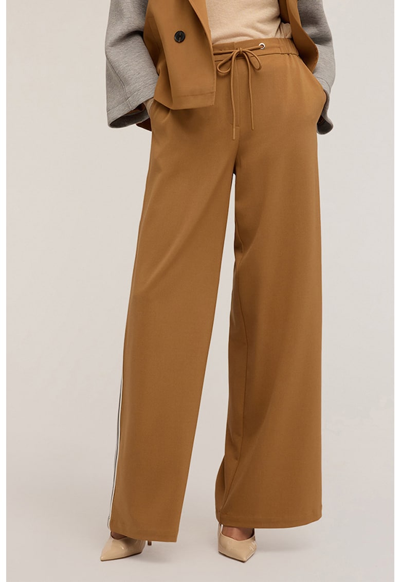 Pantaloni cu croiala ampla si talie inalta ajustabila