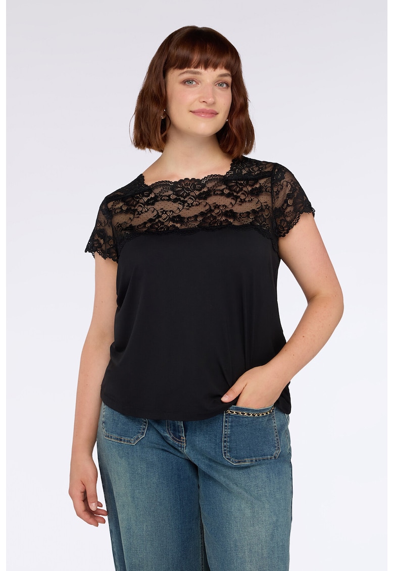 Tricou din amestec de modal cu insertii din dantela