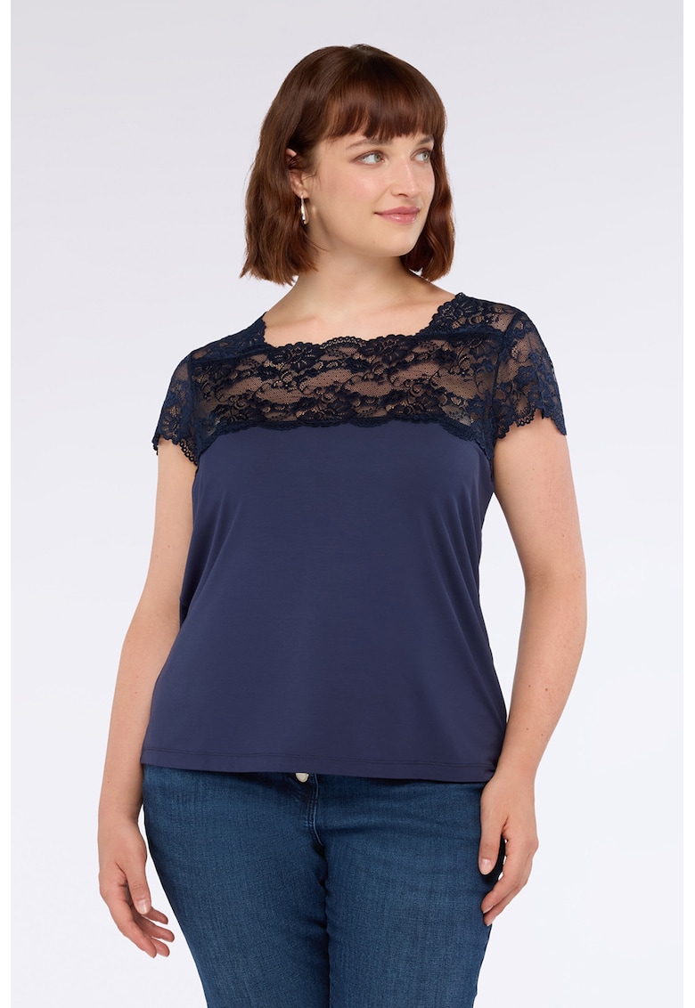 Tricou din amestec de modal cu insertii din dantela