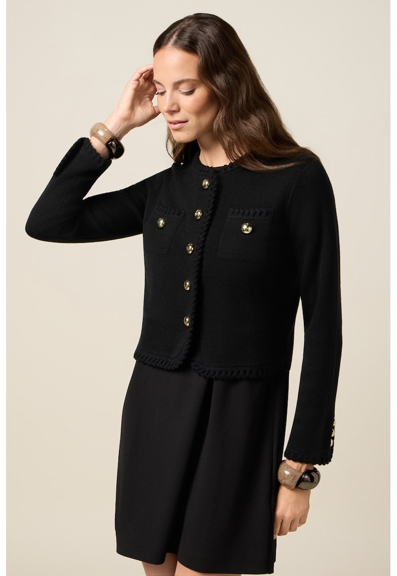 Cardigan din amestec de lana cu nasturi contrastanti