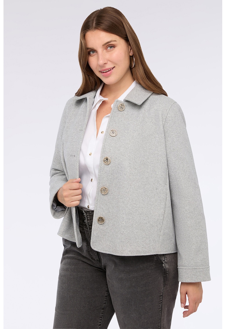 Palton scurt cu model uni Palton scurt cu model uni