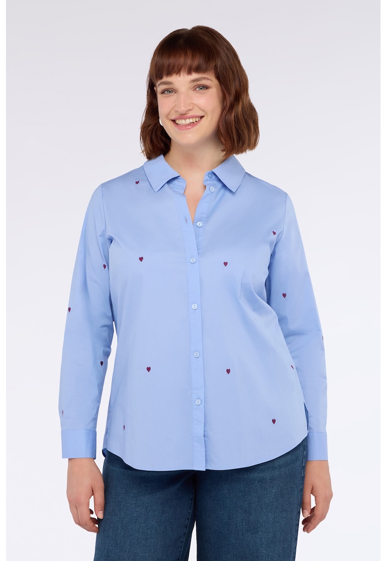 Camasa din poplin cu broderie cu inimi