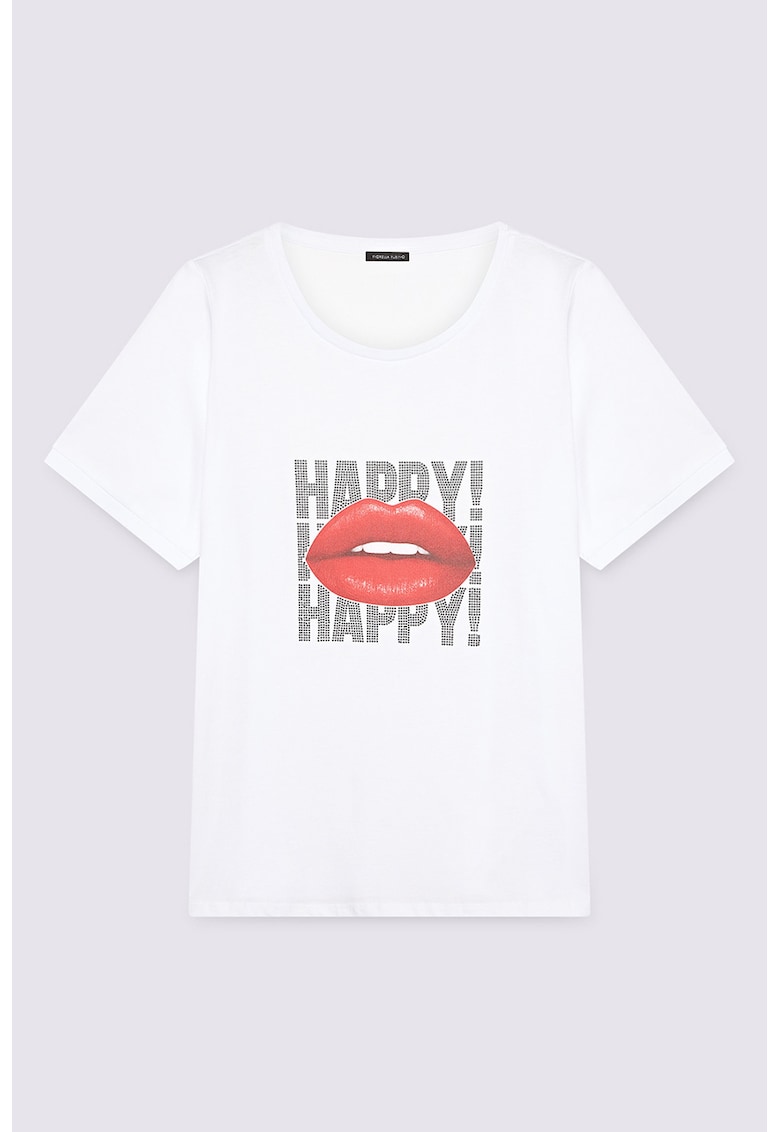 Tricou cu decolteu rotund si imprimeu grafic