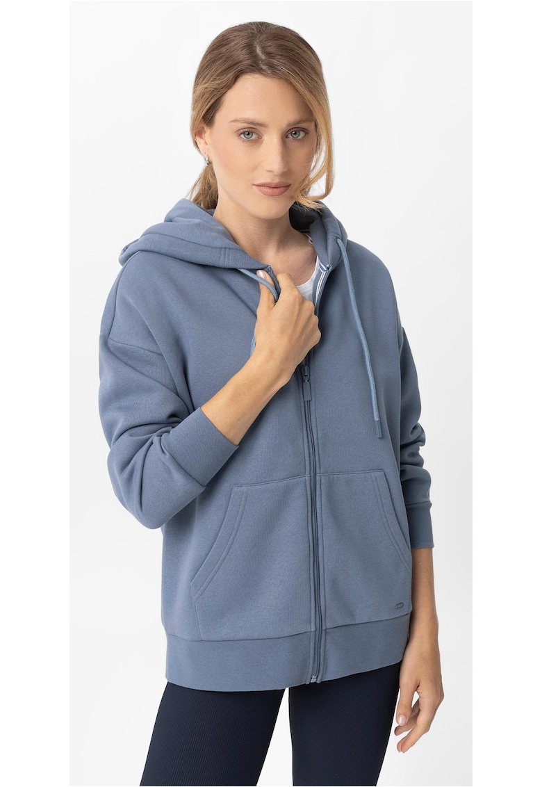 Hanorac supradimensionat dama cu gluga si fermoar - B-Lomy - Albastru