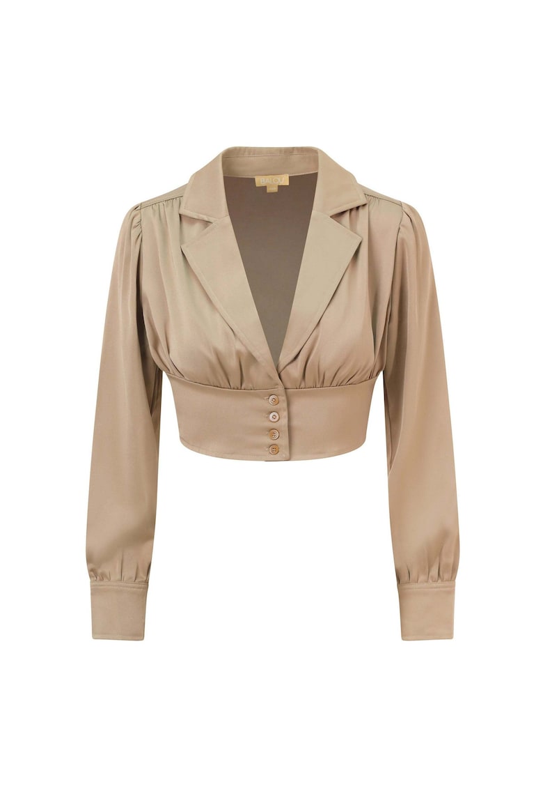 Camasa crop de matase - Bej