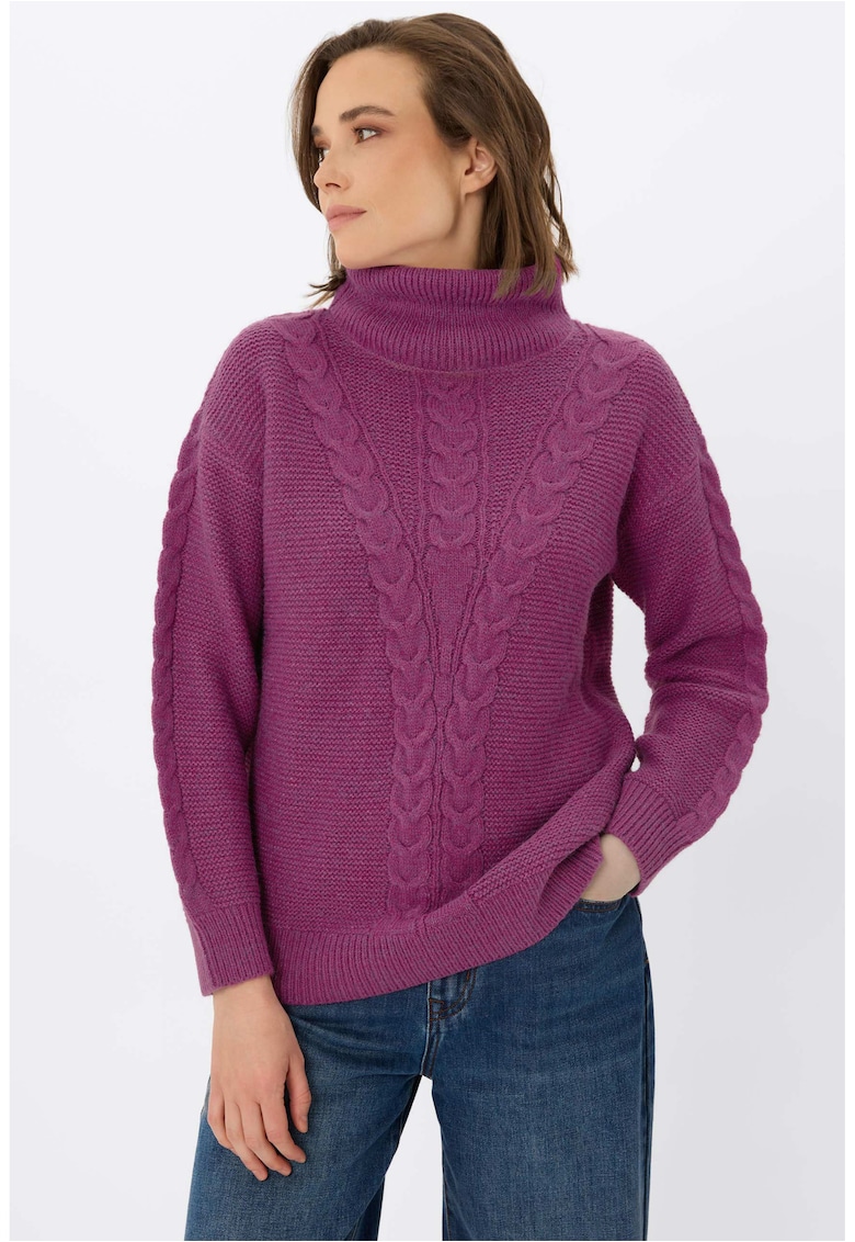 Pulover impletit cu guler inalt - S-Essie - roz