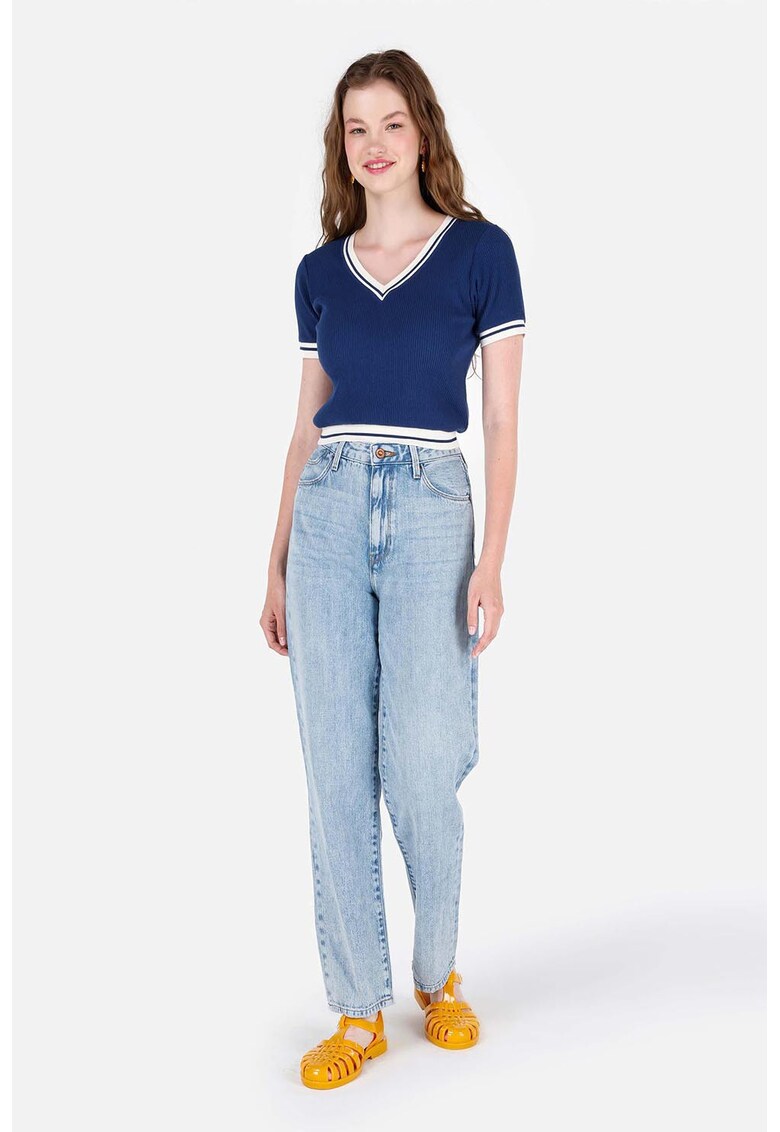 Blugi drepti cu talie inalta - Albastru deschis