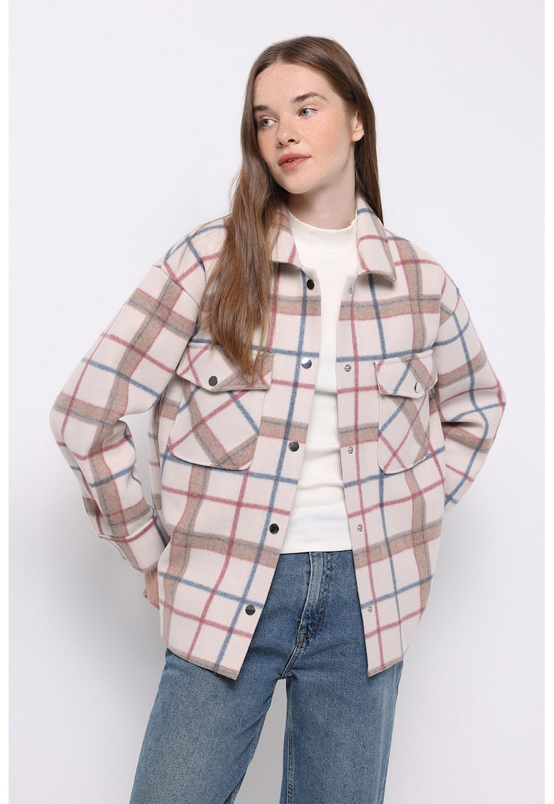 Jacheta-camasa in carouri cu buzunare cu clapa