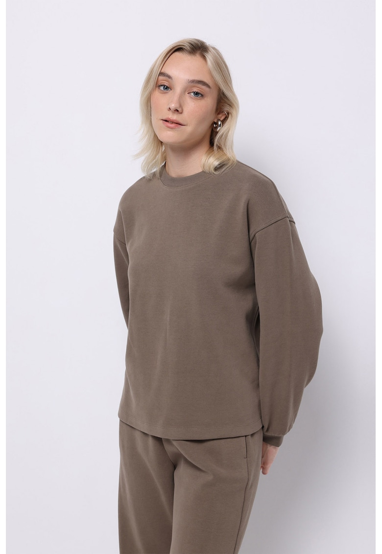 Bluza de trening cu model uni si maneci cazute