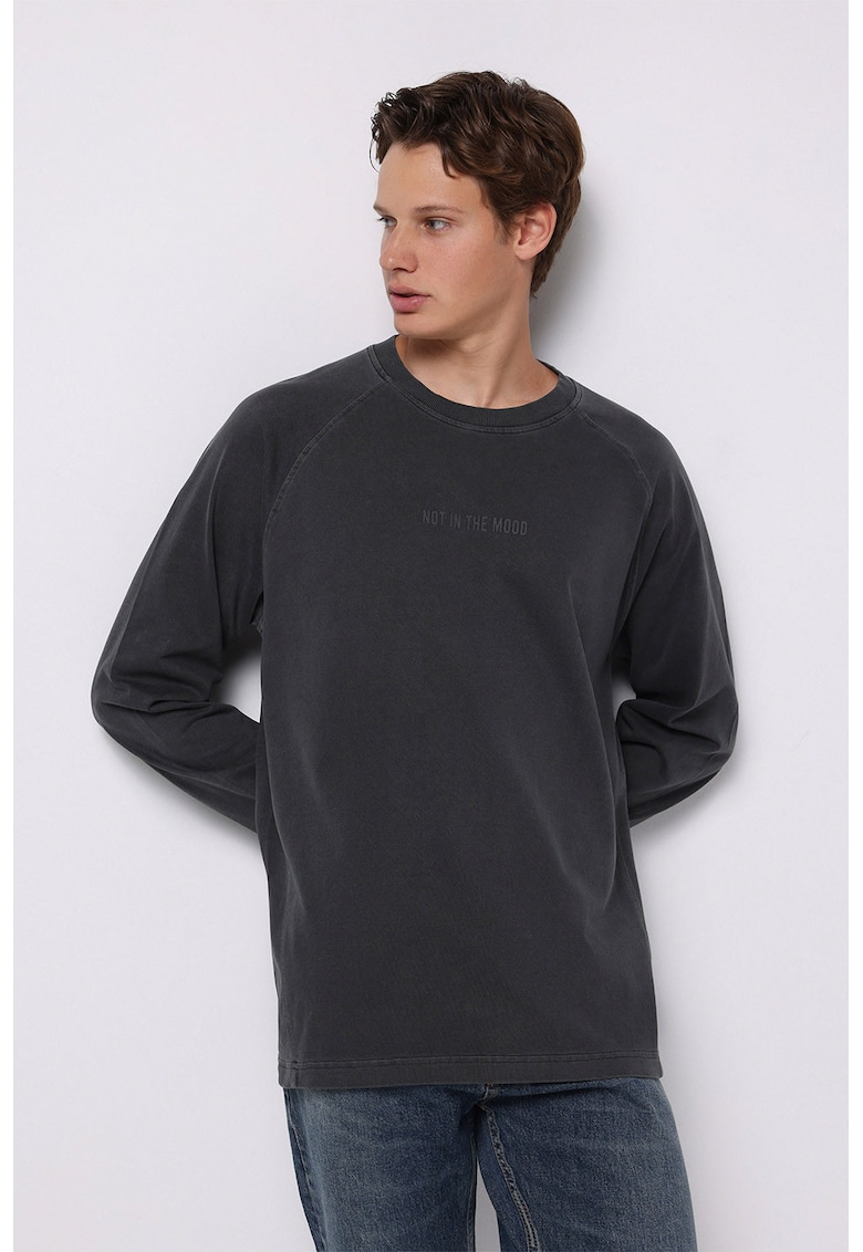 Bluza din bumbac cu maneci raglan - Gri antracit