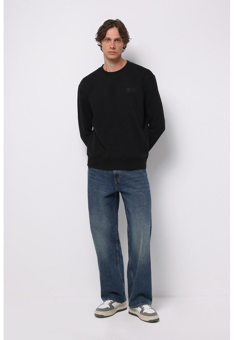 Bluza de trening uni cu decolteu la baza gatului - Negru