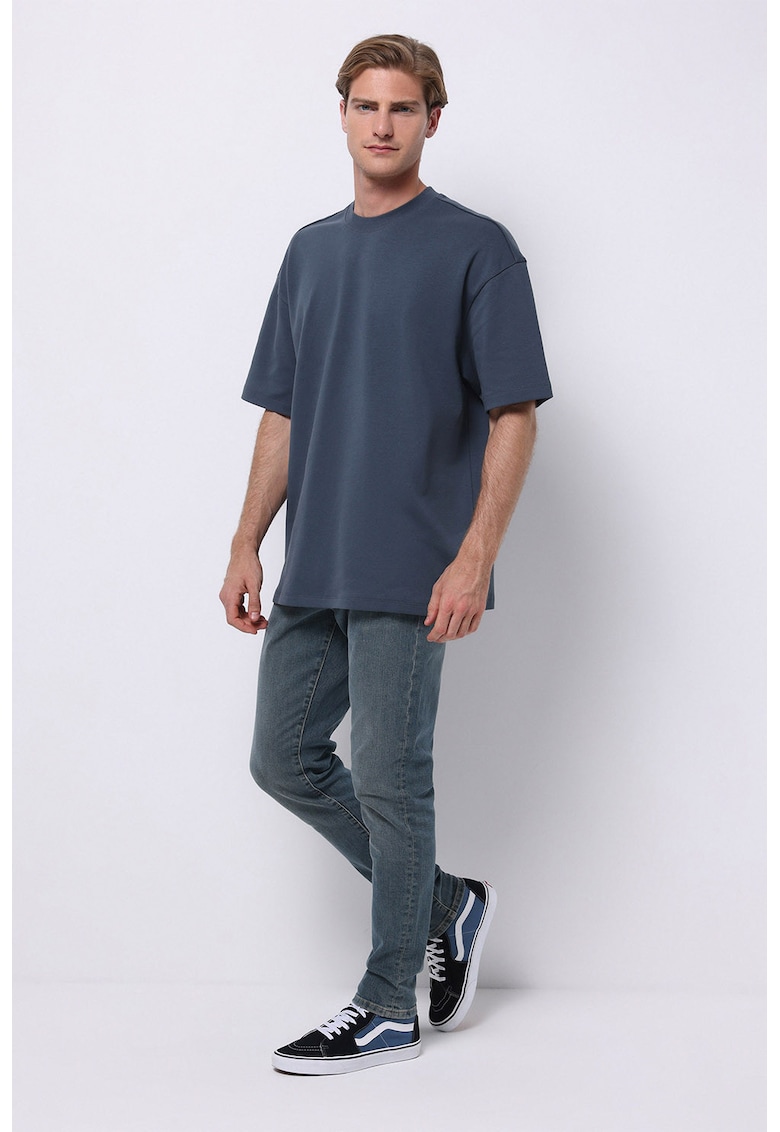 Blugi slim fit cu talie medie - Albastru prafuit