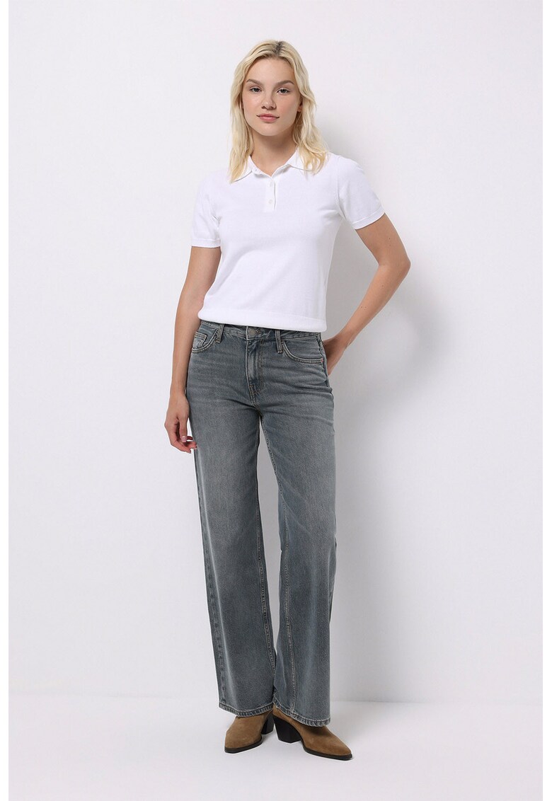 Blugi cu croiala dreapta si talie inalta - Gri inchis