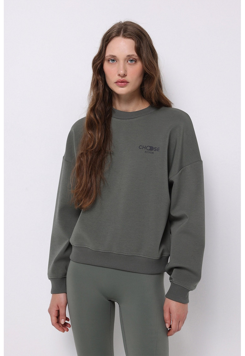 Bluza de trening cu maneci cazute - Verde inchis