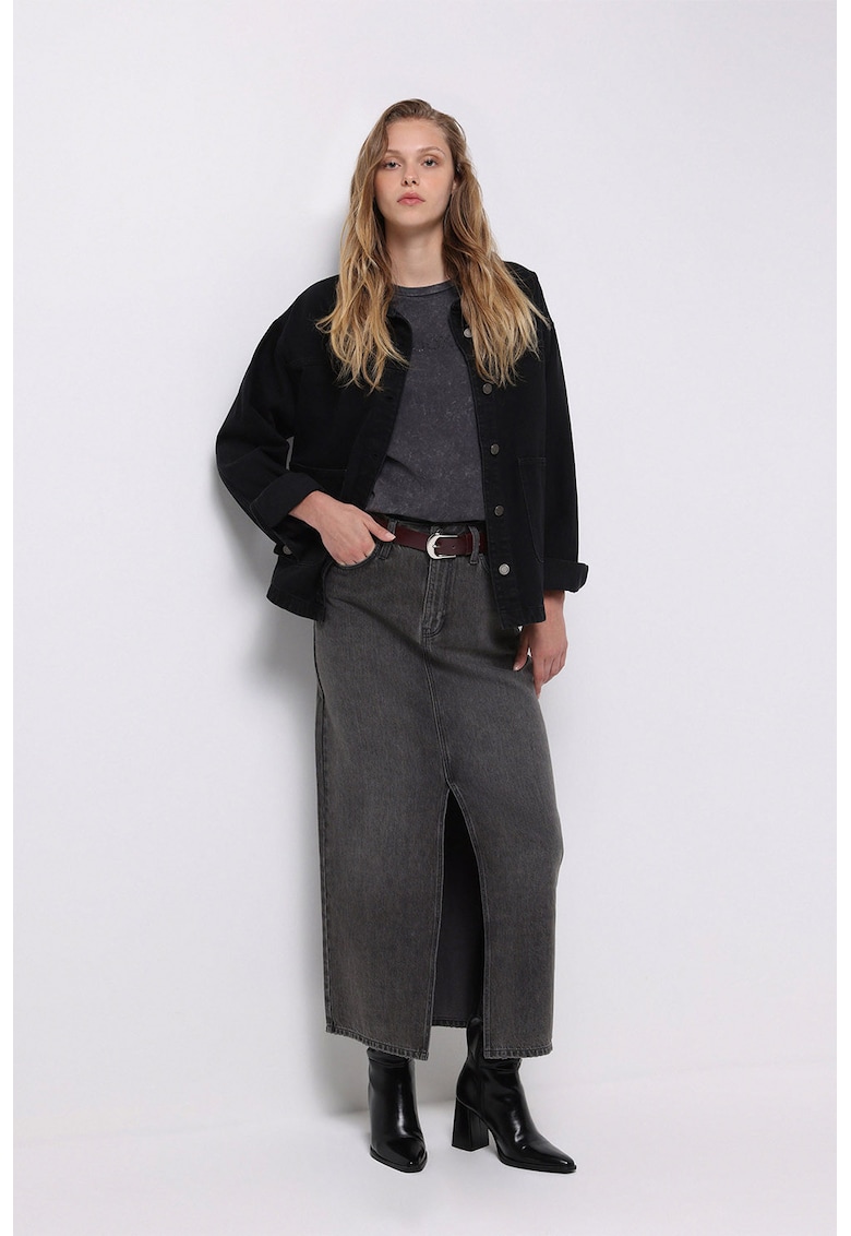 Fusta de denim cu slit frontal