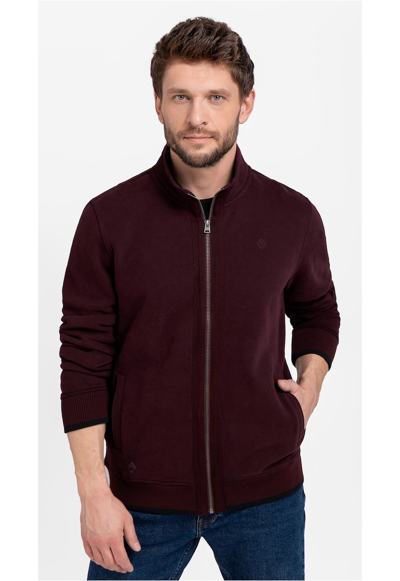 Hanorac din bumbac cu fermoar - guler inalt - B-Led - bordo