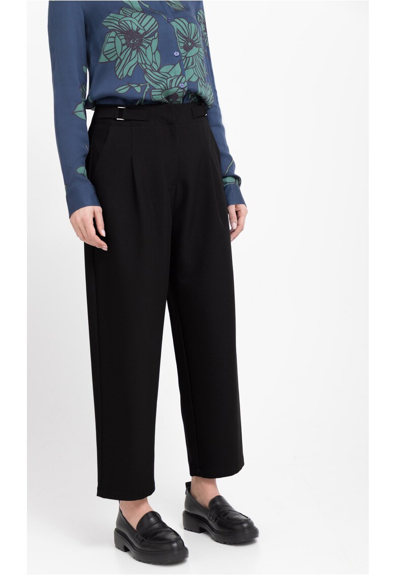 Pantaloni dama Comfort Fit - material flexibil - talie inalta - R-Isuma - negru