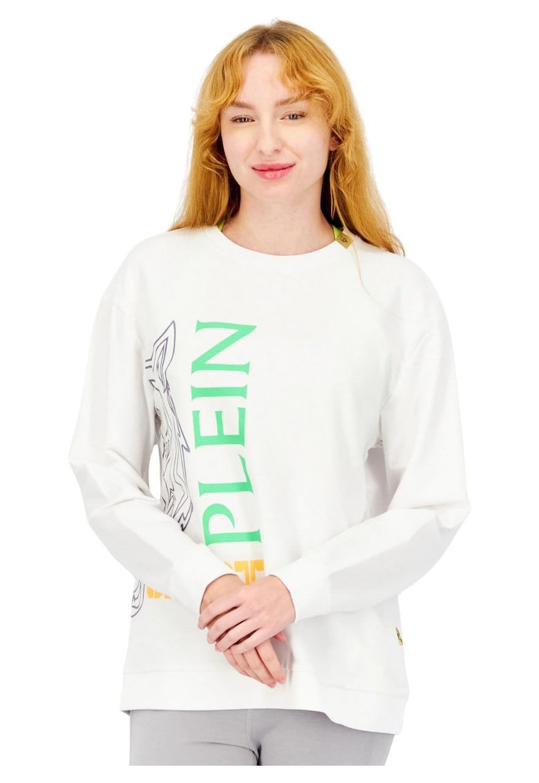 Bluza de trening dama  bumbac/elastan - alb -