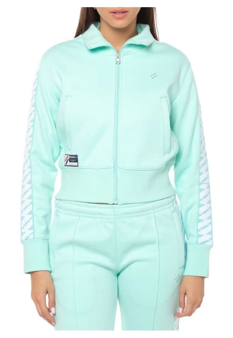 Bluza sport crop cu buzunare