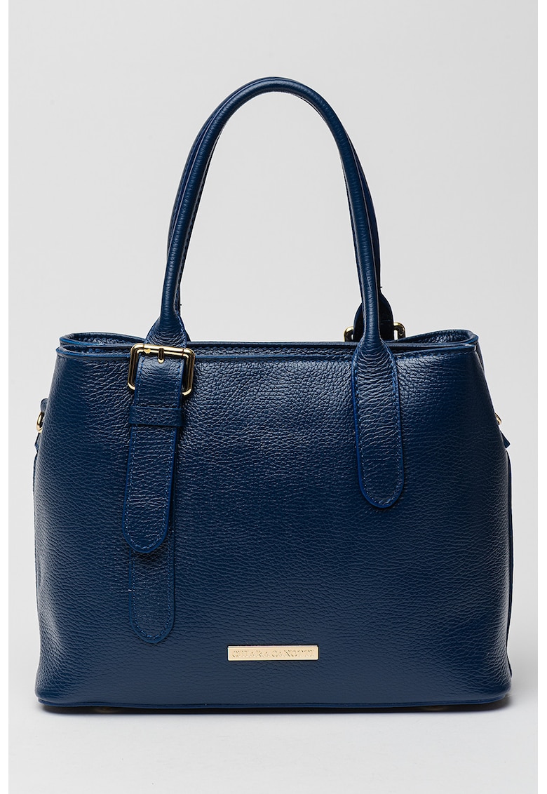 Geanta din piele cu bareta de umar si aspect texturat