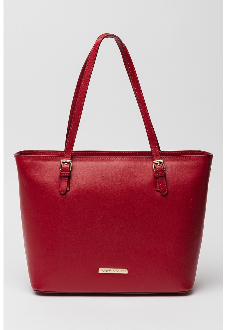 Geanta shopper de piele cu logo